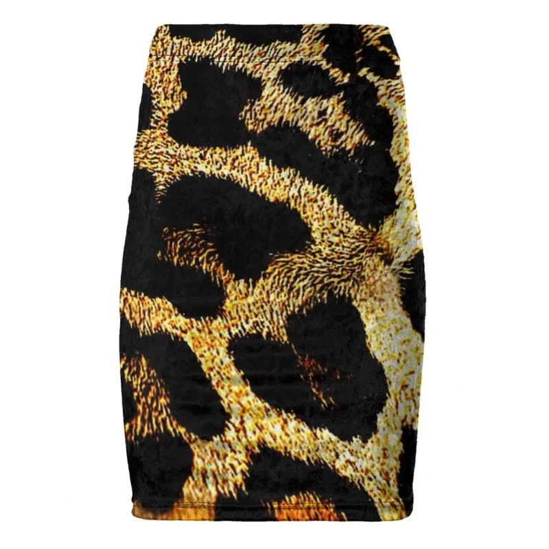 TRP Leopard Print 01 Designer Pencil Mini Skirt ribbed skirt waist