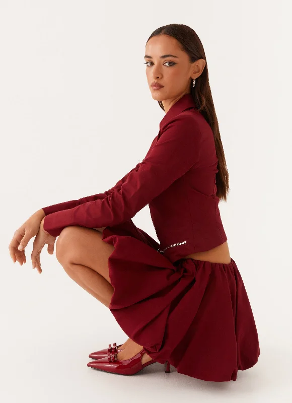 Vesper Bubble Mini Skirt - Mulberry breathable skirt fabric