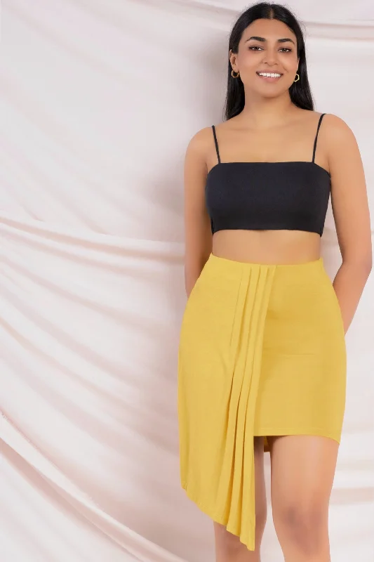 Yellow Asymmetric Skirt mini skirt trendy