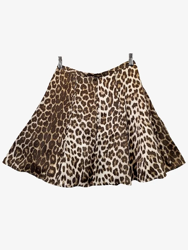 Zimmermann Honour Leopard Mini Skirt Size 12 linen skirt natural